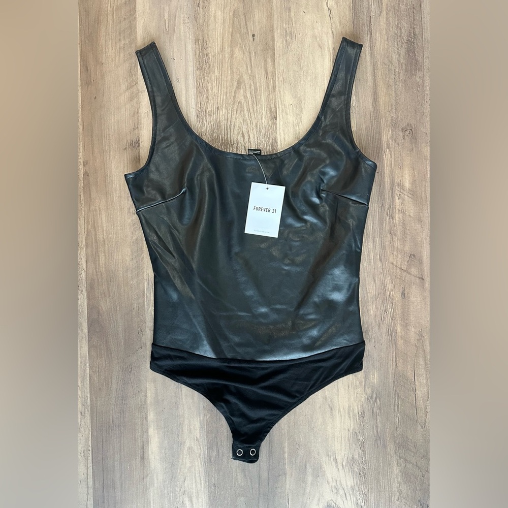 Faux leather bodysuit